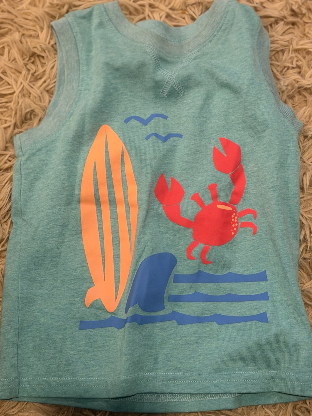Garanimals Teal Tank with Red Crab & Orange Surfboard